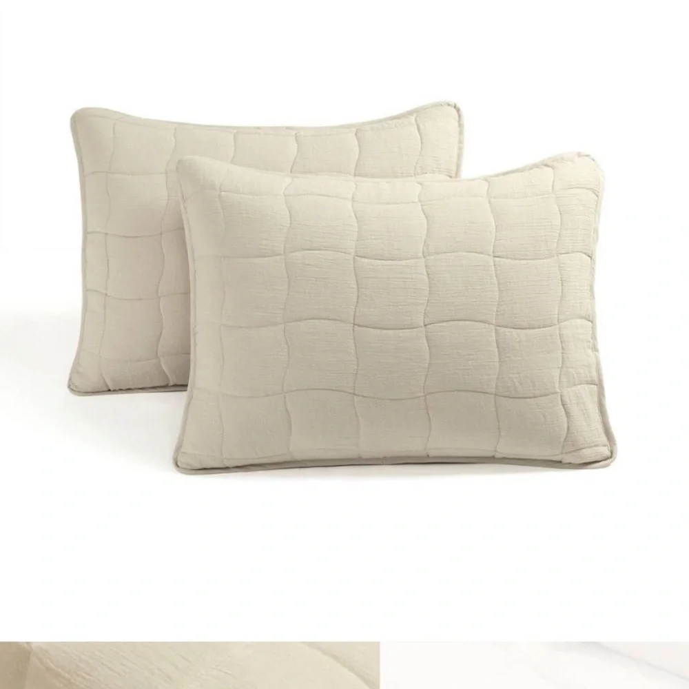 NWT Lush Decor 3pc Full/Queen beige Gauze Quilted Bedding Set